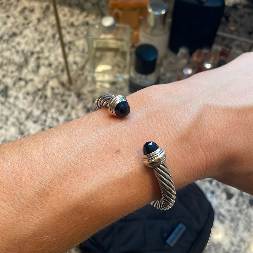 David Yurman Black Onyx with gold and sterling silver Classic Cable bracelet